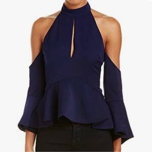 C/MEO Collective Navy Cold Shoulder Blouse - Size Medium